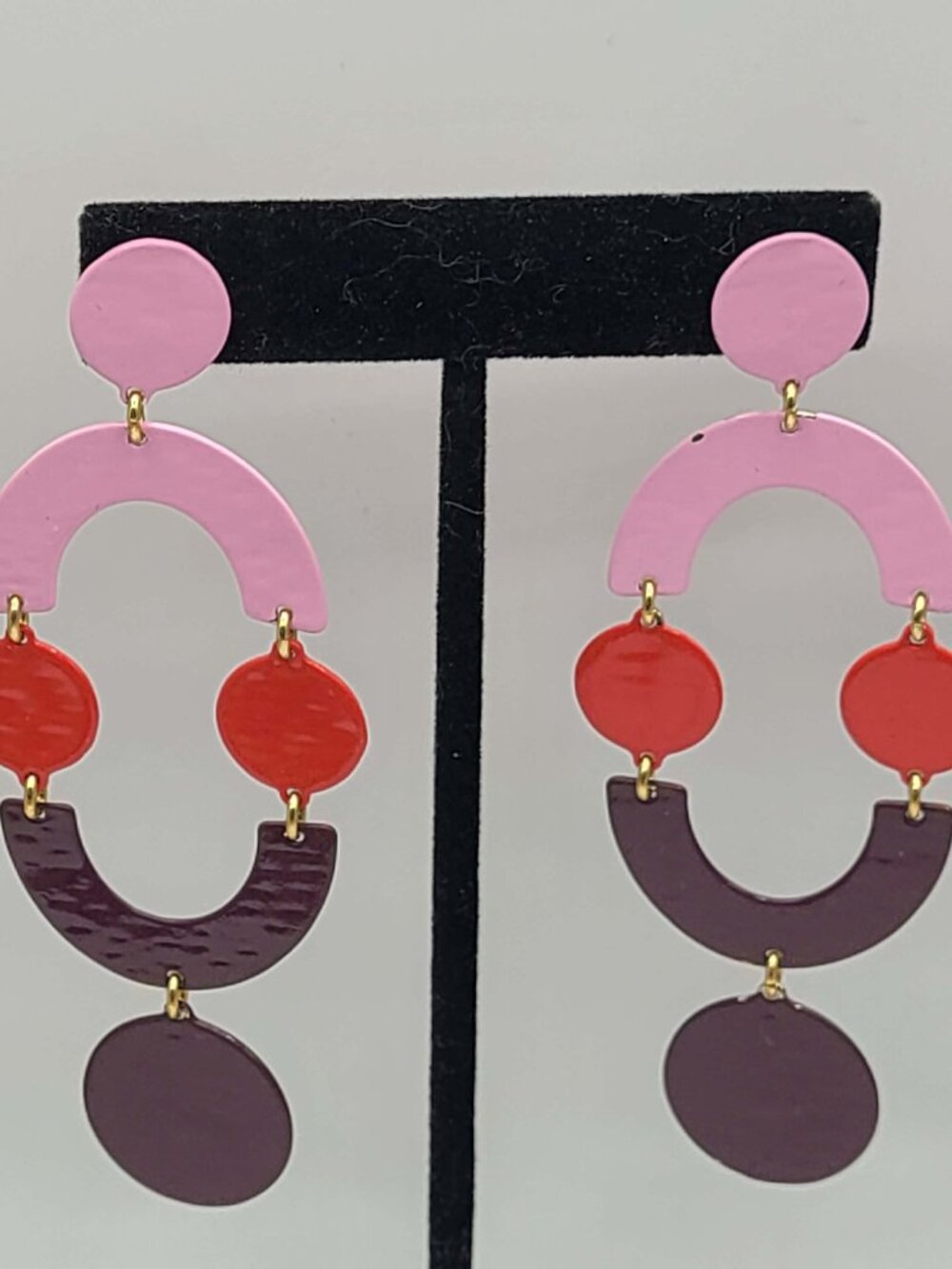 J Crew MOD Pink Purple Long Earrings